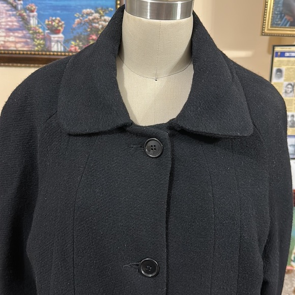 VINTAGE PAUL LEVY BLACK 100% WOOL COAT SIZE 14 - Picture 3 of 6